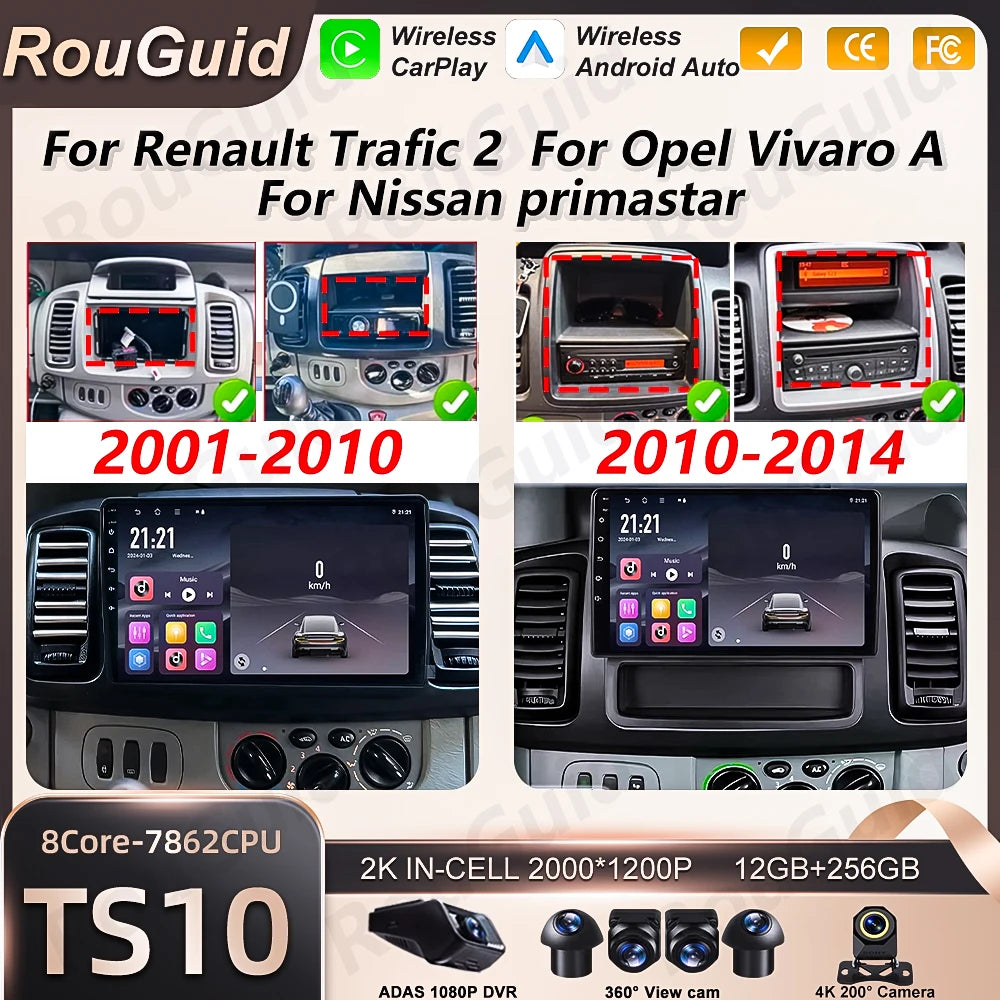 Android 16 Car Radio For Renault Trafic 2 For Opel Vivaro A For Nissan Primastar 2001 -201 | AUTOKITSHOP
