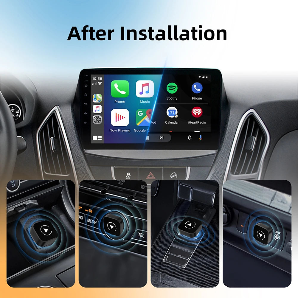 USB 2 in 1 Wireless CarPlay Adapter Plug & Plug Auto Connect No Delay Converts Wired to Wi