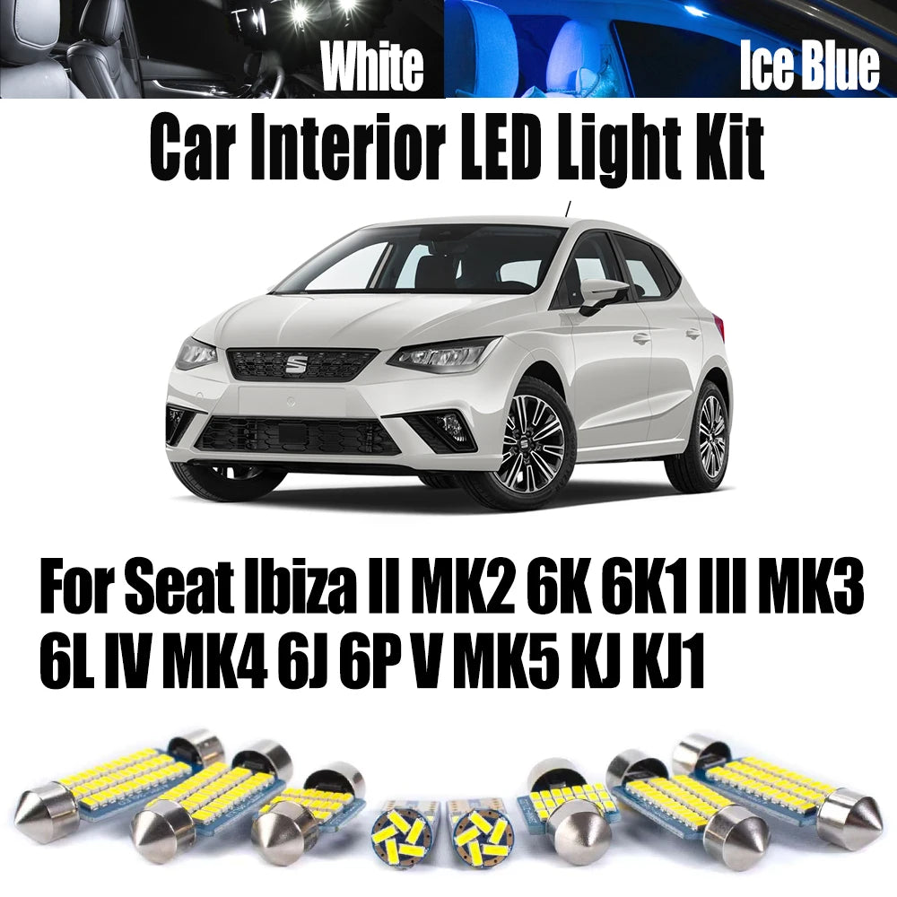 LED Interior Light Kit for Seat Ibiza II MK2 6K 6K1 III MK3 6L IV MK4 6J 6P V MK5 KJ KJ1 LED Interior Map Dome Bulbs ...