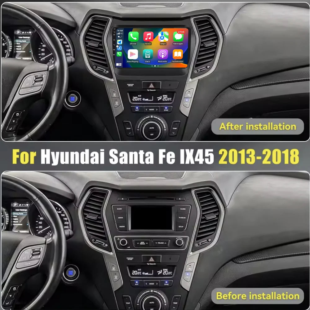 Android 16 Car Radio For Hyundai IX45 Santa Fe 2013-2017 Wireless Player Carplay Auto Car