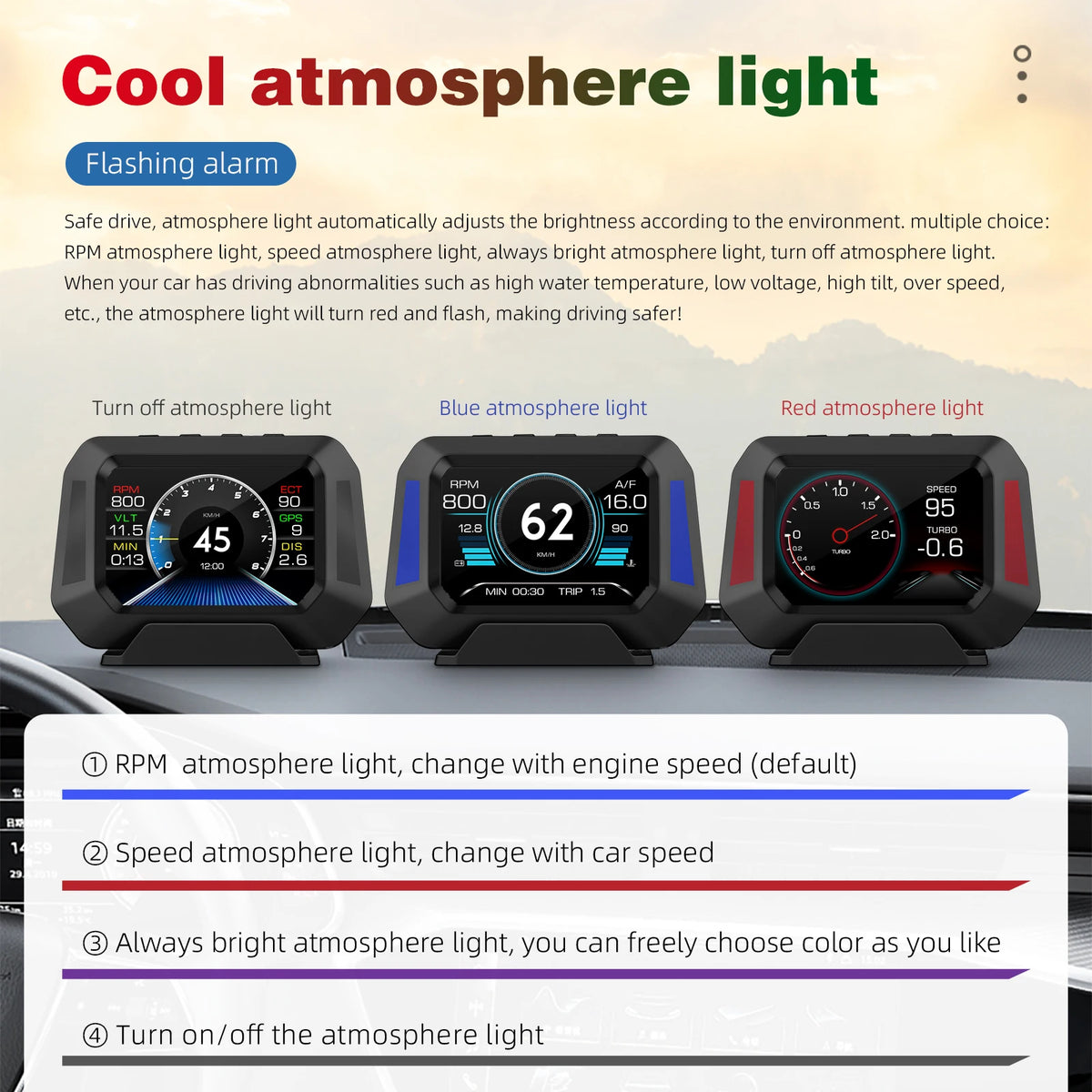 P21 Car HUD Head Up Display Digital Clock Slope Meter GPS Speedometer OBD2 On Bo for OBD2 P21 - Automotive LED Light