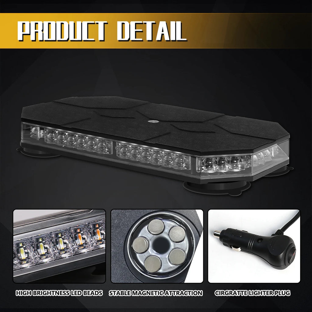12V 24V Car Roof Top Strobe Lights Emergency Warning 42 LED Safety Magnetic Mount Truck Am | AUTOKITSHOP
