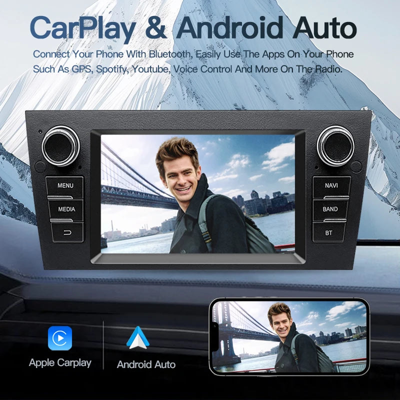 SZLELV 7" Wireless CarPlay Android Auto Car Radio Video Multimedia For BMW 3 Series E90 E9