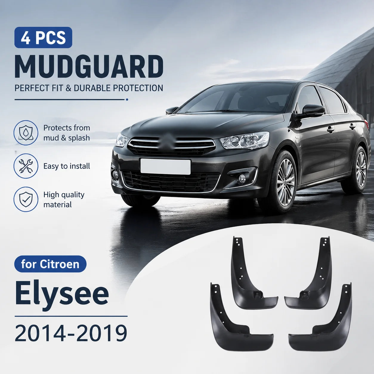 For Citroen Elysee 2014~2019 2015 2016 2017 Car Mud-Flaps Fender Mudguards Mudflap Slapsh  | AUTOKITSHOP
