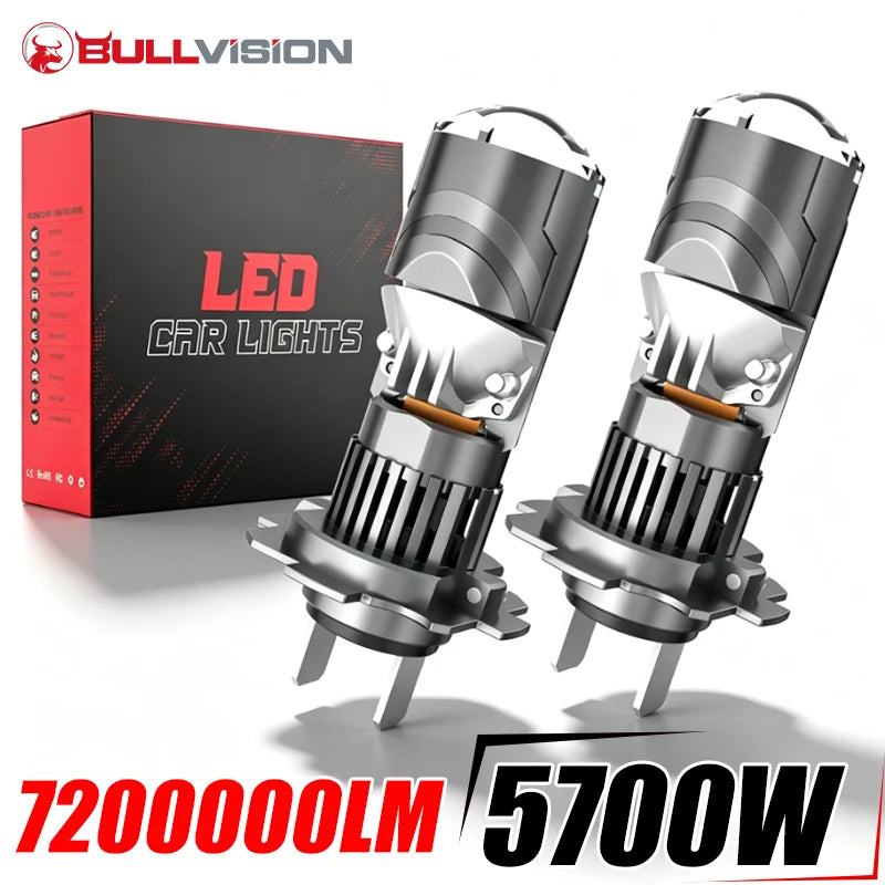 Mini Projector Lens H7 H4 LED Headlight H11 H8 H9 9005 HB3 9006 HB4 7200000LM 5700W Automo