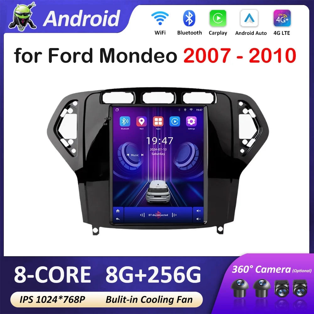 GPS Navigation Android 14 for Ford Mondeo 2007 - 2010 Car Multimedia Video Radio Player Wi
