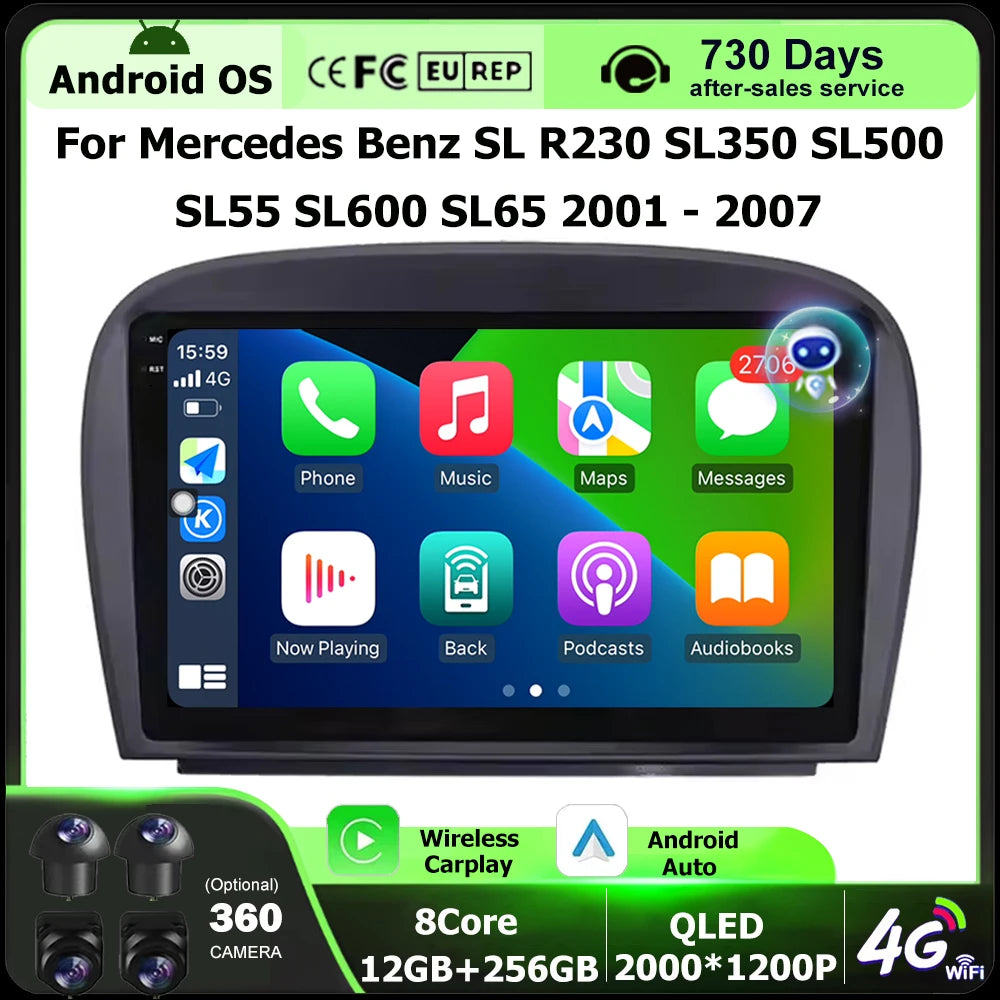 9'' For Mercedes Benz SL R230 SL350 SL500 SL55 SL600 SL65 2001 - 2007 Android 16 Car Radio