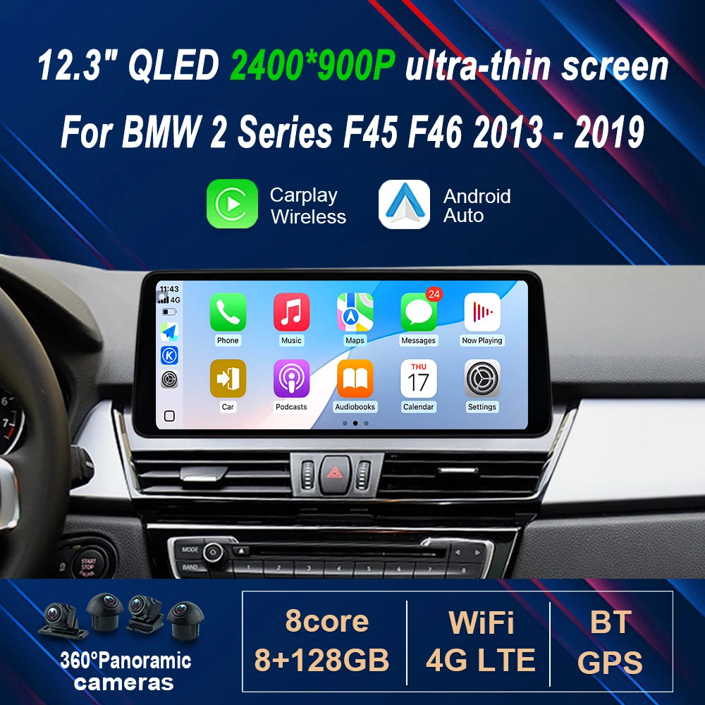 12.3" ultra-thin for BMW 2 Series F45 F46 2013 - 2018 2019 Android 15 Car Radio Video Mult