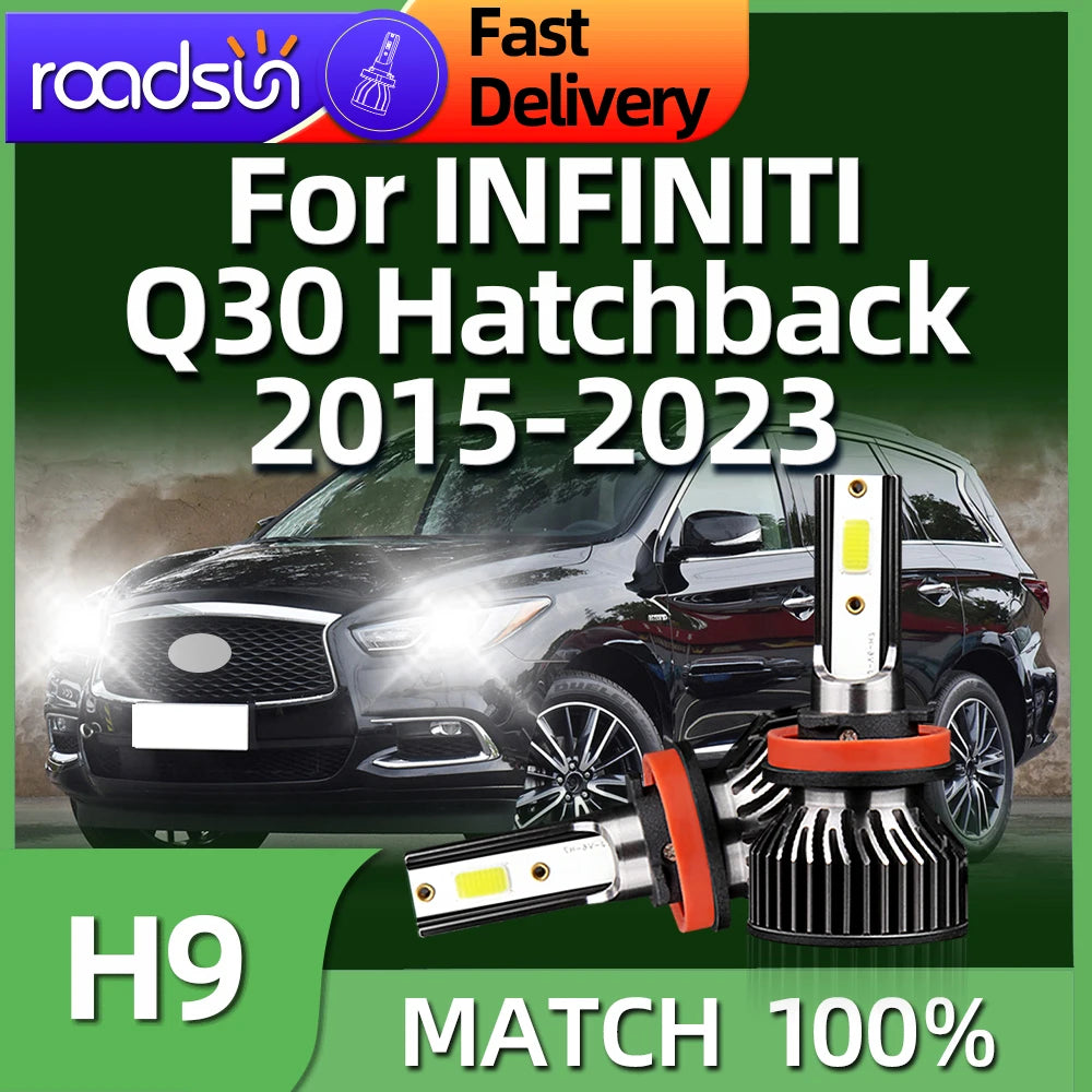 Roadsun Led Car Headlight H9 160W 6000K Auto Light Bulbs For INFINITI Q30 Hatchback 2015 2