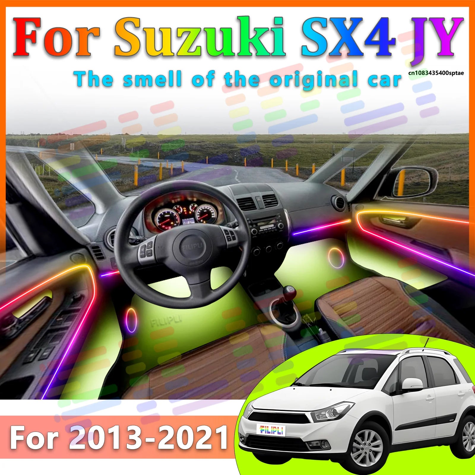 64 RGB - Neon Strip - for Suzuki SX4 - App Control - Car Interior Lighting | AUTOKITSHOP