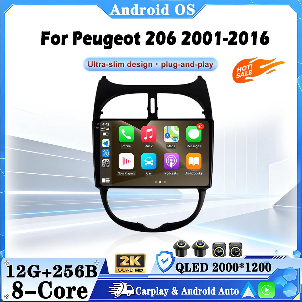 Android OS Auto Radio GPS Navigation For Peugeot 206 2001-2016 DSP Car Multimedia Player S