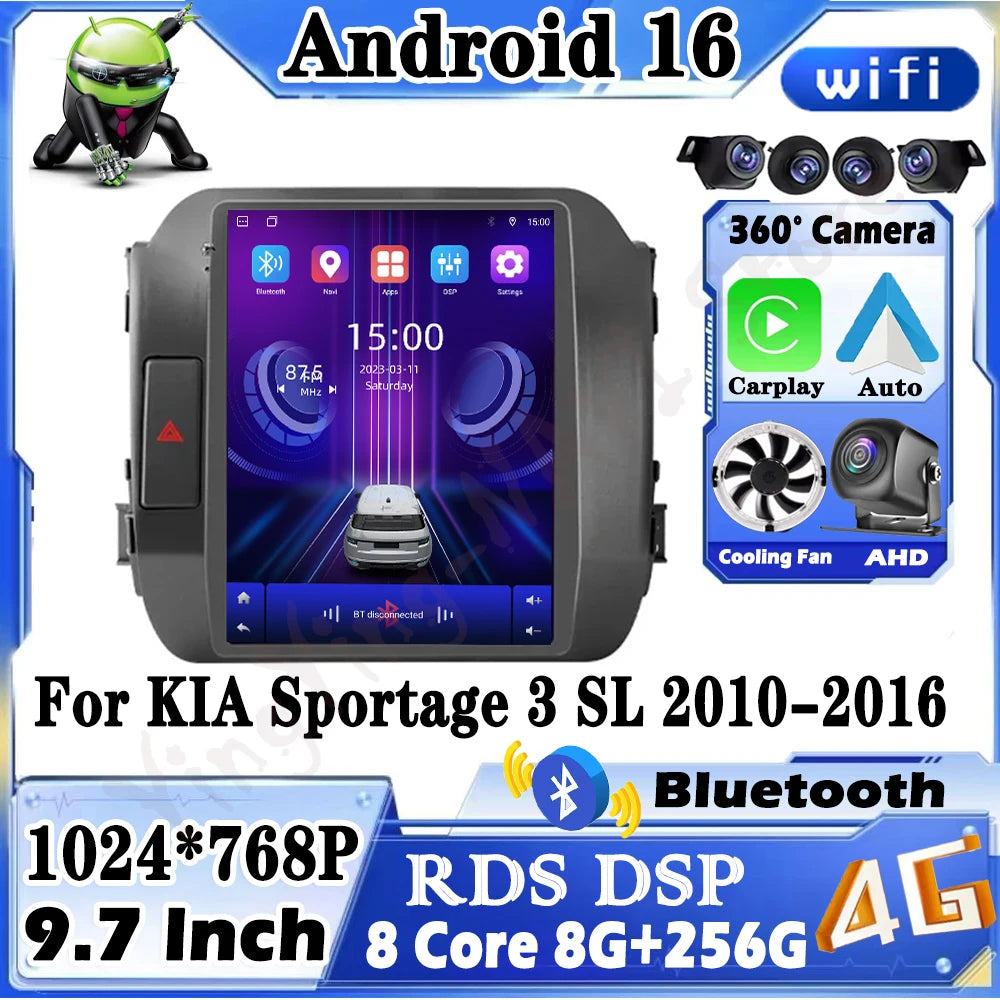 Android 16 Auto Carplay For KIA Sportage 3 SL 2010-2016 Car Radio Multimedia Video Player