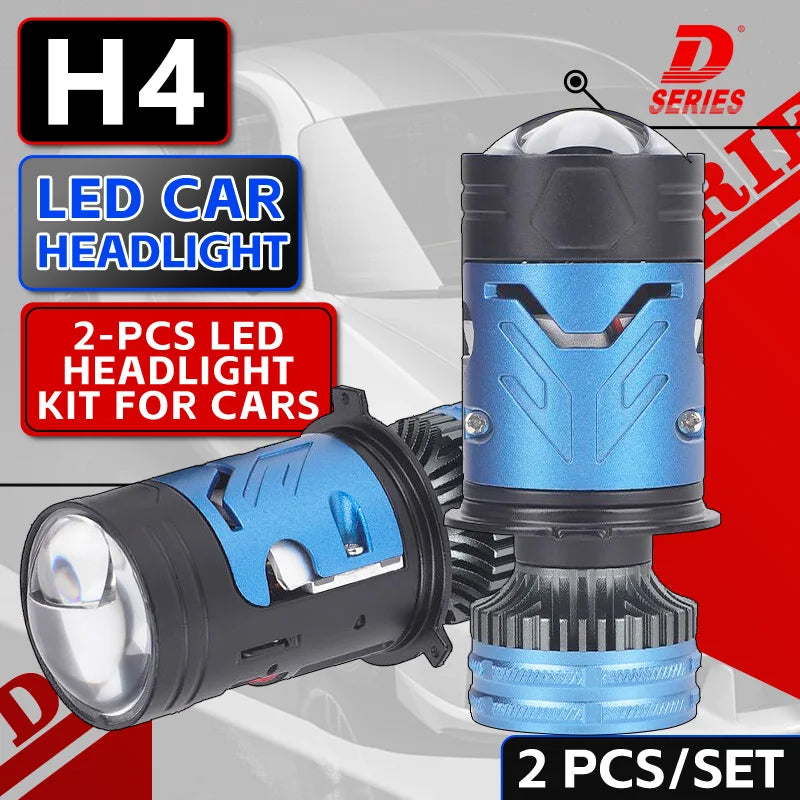 H4 LED Projector lens Car Headlights 85W 6000K 9003 HB2 Auto Lights Bulb H4 High Low Turbo