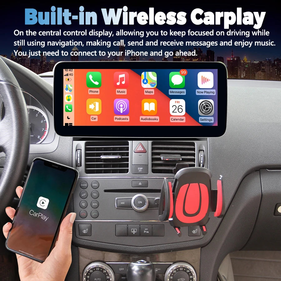 CARPLAY For Benz C class W204 S204 C230 C180 C200 C260 C300 2008 GPS Stereo Android 13 Qle | AUTOKITSHOP