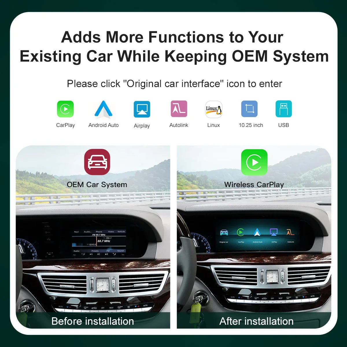 Wireless CarPlay Android Auto For Mercedes Benz S Class W221 NTG3.0/3.5 BT 10.25" Multimed | AUTOKITSHOP
