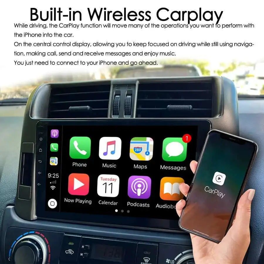 360 Camera Carplay Android 15 Car Multimedia Player For Toyota land cruiser prado 150 2010