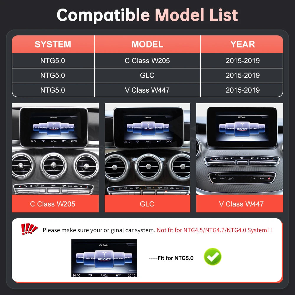 12.3'' Ultra-thin Multimedia Touch Screen For Mercedes-Benz C Class W205 GLC V Class W447  | AUTOKITSHOP
