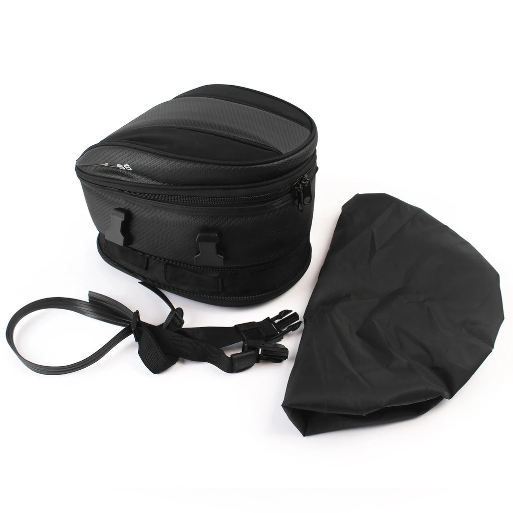 Motorcycle Black Seat Tail Bag Travel Rear Seat Luggage Bag Waterproof 1680D Backpack Saddle Bag - Automotive LED Light