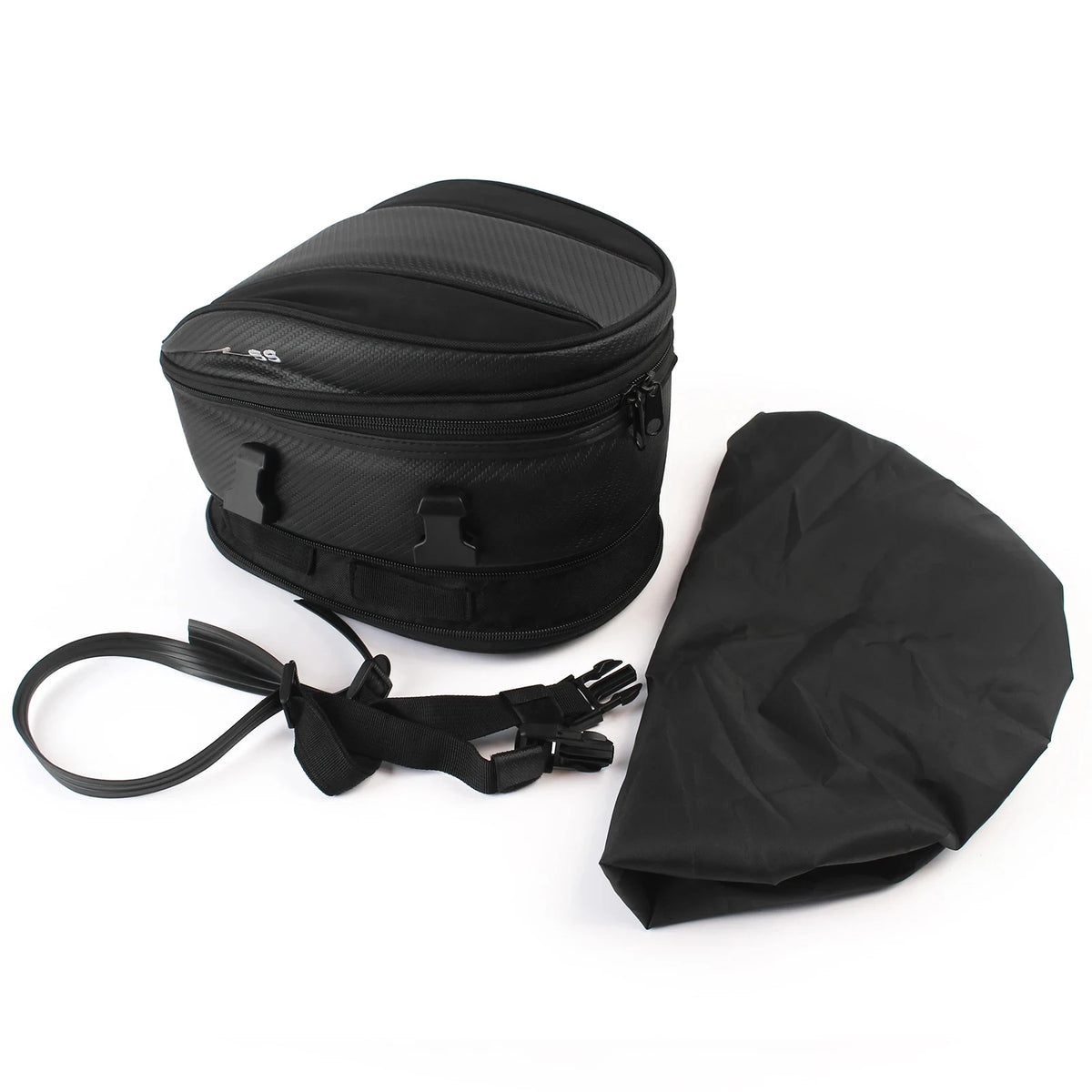 Motorcycle Black Seat Tail Bag Travel Rear Seat Luggage Bag Waterproof 1680D Backpack Saddle Bag - Automotive LED Light
