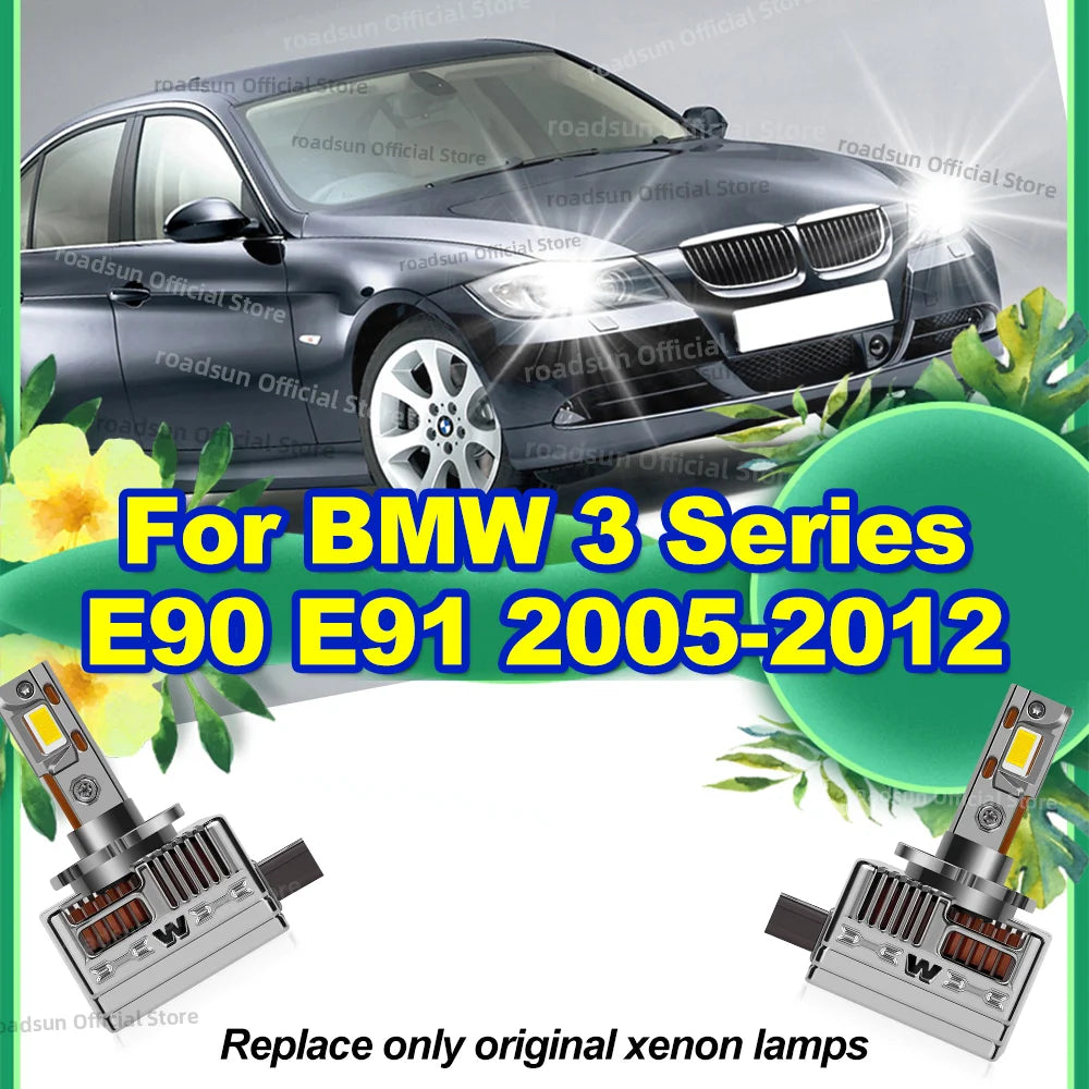 2X LED Canbus 50000LM Lamp Xenon Headlight Upgrade Bulbs For BMW 3 Series E90 E91 2005-201