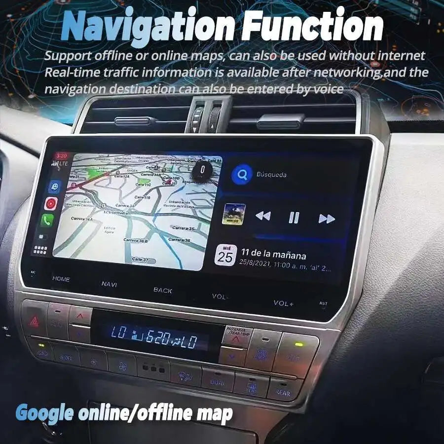 8G 256G Car Radio Android 14 Auto Player For Toyota Prado Multimedia Stereo 4G+Wifi 2din G