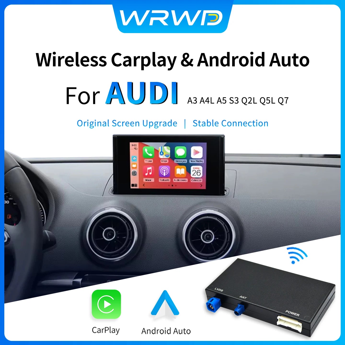 Wireless Carplay Android Auto For Audi A3 A4 A5 Q2 Q5L Q7 2013-2018 Lossless Installation