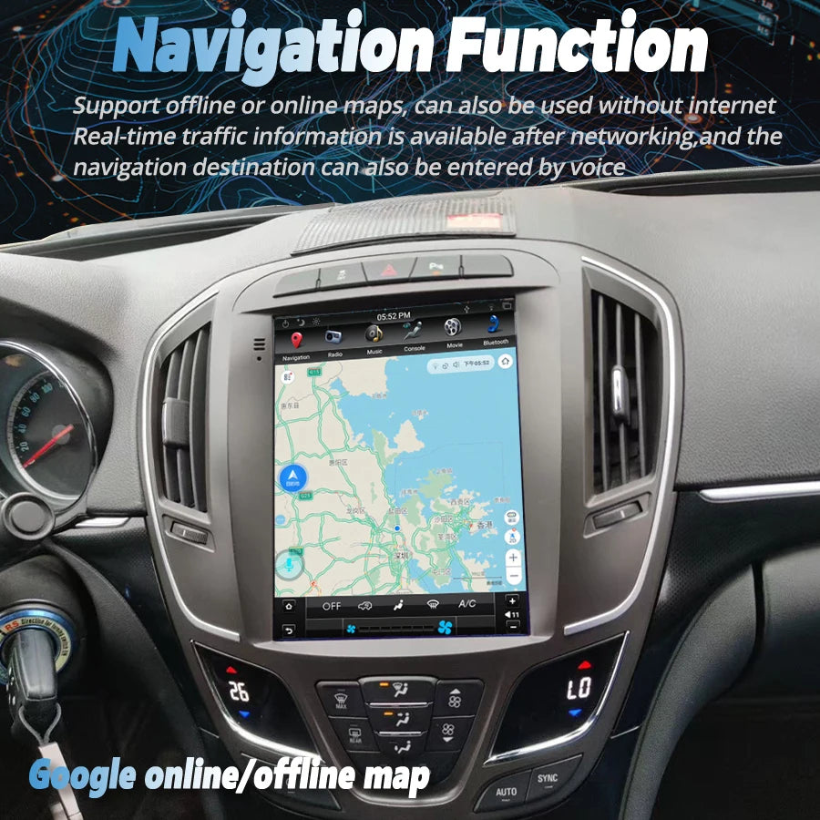 9.7'' Wireless CarPlay AI Voice Android 15 Radio Stereo For Opel Insignia Buick Regal 2013