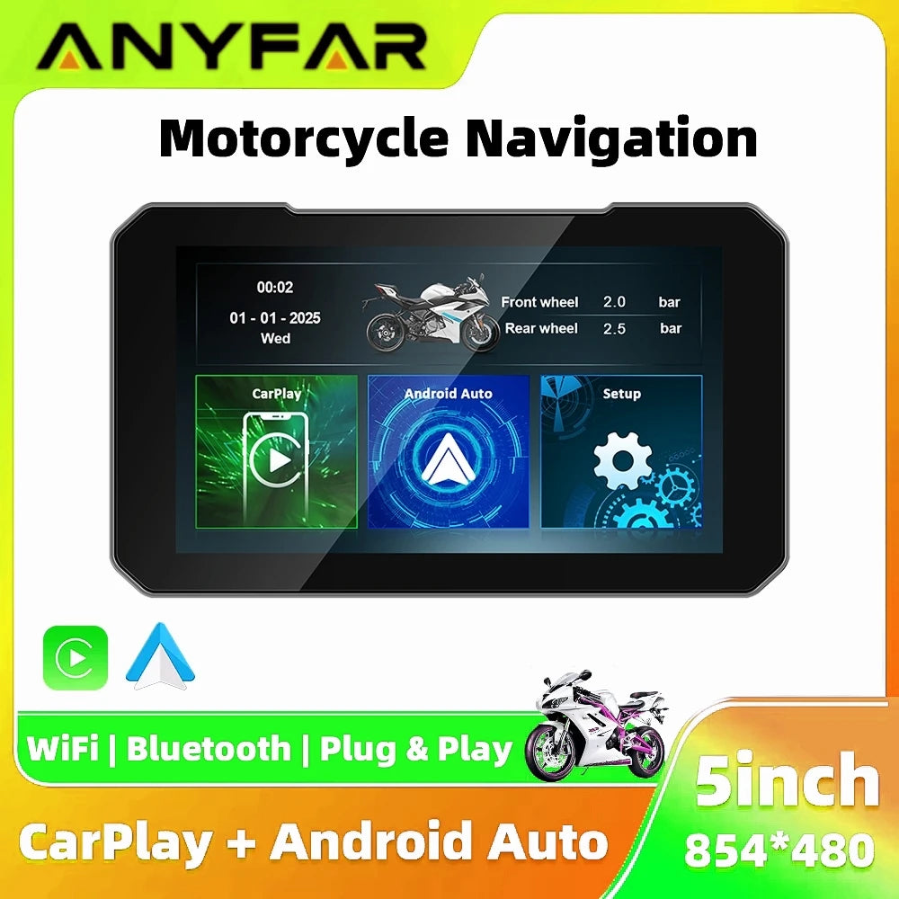 5 Inch Portable Mototorcycle Wireless Carplay/Android Auto GPS Navigator Touch Screen | AUTOKITSHOP