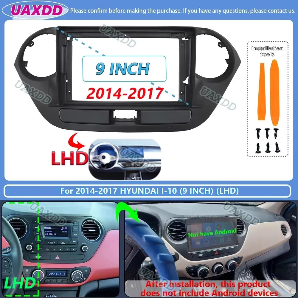 For 2007-2017 Hyundai I-10 9inch 2 Din Car stereo radio Android frame panel fascia cable v
