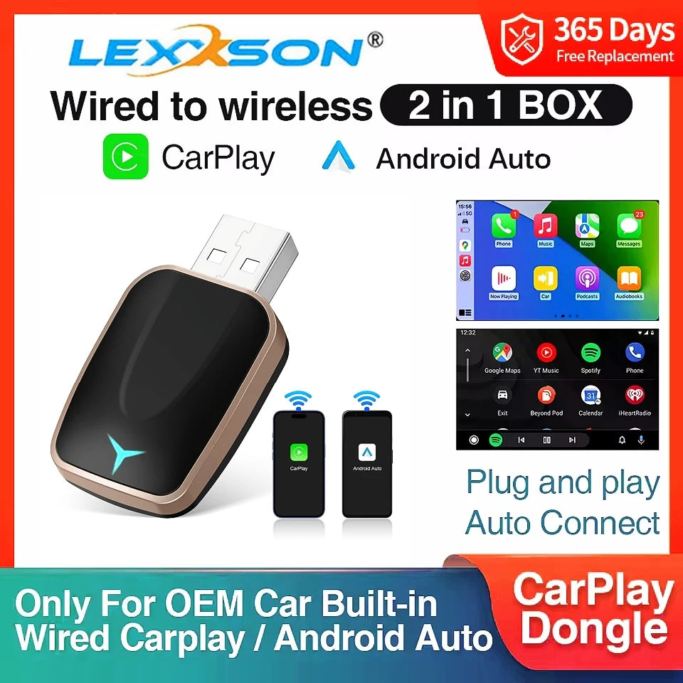2in1 Wireless CarPlay Dongle Wireless Android Auto Adapter AI Smart Box Car Intelligent Sy | AUTOKITSHOP