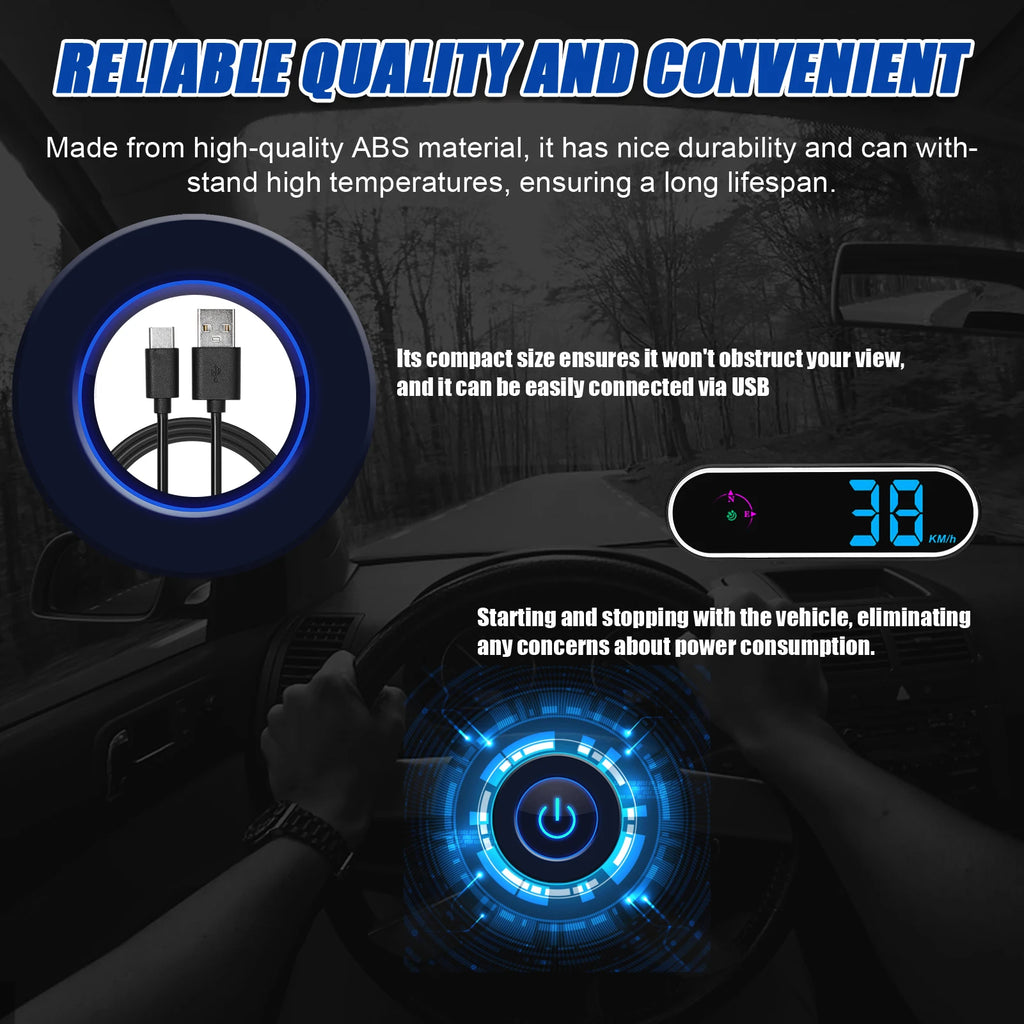 Car Headup Display GPS Digital Speedometer with Colorful LED Display Clock Function Overspeed Al - Automotive LED Light