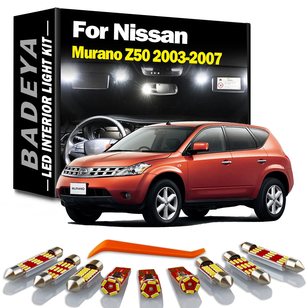 BADEYA 15Pcs Canbus LED Interior Reading Trunk Door Light Kit For Nissan Murano Z50 MK1 1