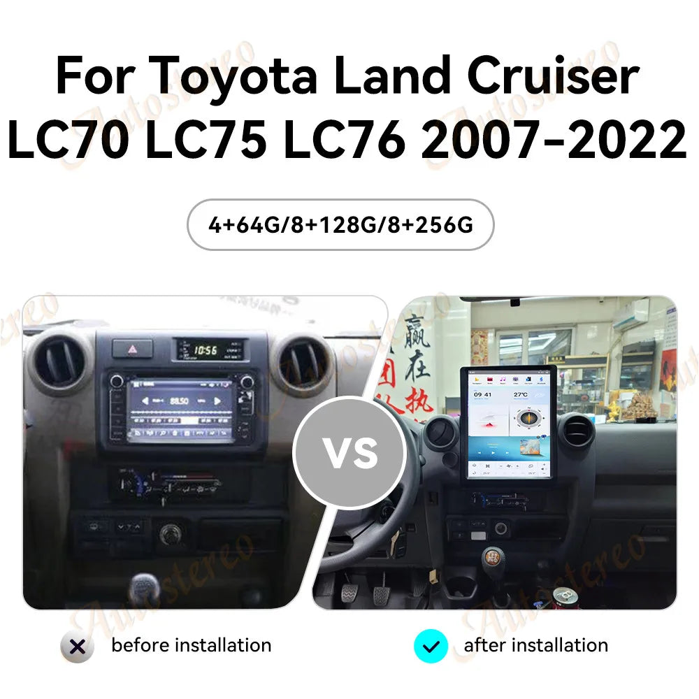 13 Inch Android 13 For Toyota Land Cruiser LC76 LC79 LC70 LC75 Tesla Radio Car Multimedia