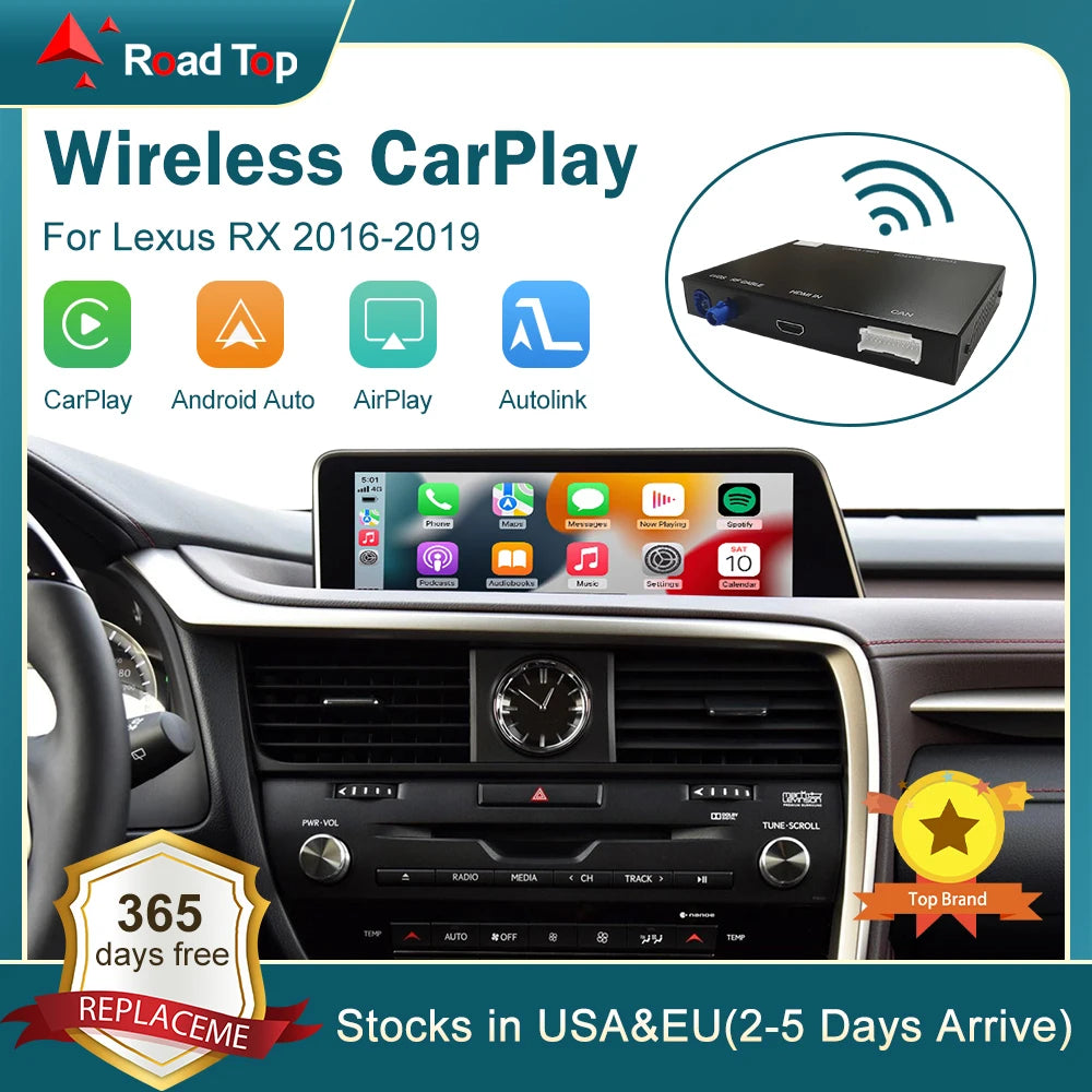 RoadTop Wireless CarPlay for Lexus RX 2016-2019, with Android Auto Mirror Link AirPlay Car