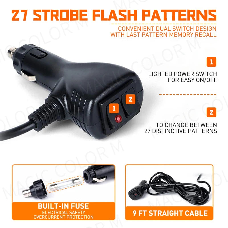 40 LED Strobe Light Emergency Flash Warning Lamp Auto Windshield Bar Traffic Advisor Flash | AUTOKITSHOP