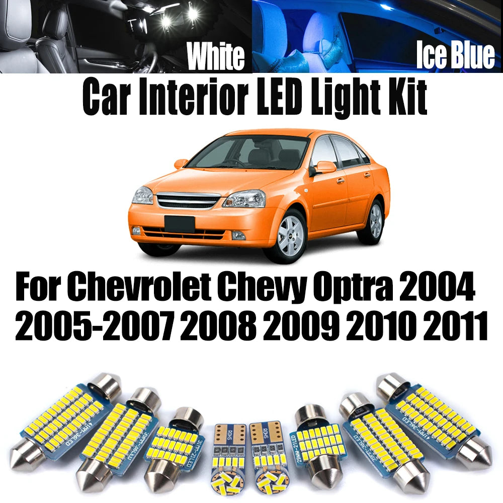 11-Piece LED Interior Light Kit for Chevrolet Chevy Optra 2007-2011 - Canbus Dome Map Door Trunk Bulbs | AUTOKITSHOP