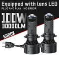 LHD H4 H7 LED Projector Mini Len Headlight Hi/Low Bulbs 50W Lens 6000K White Hi Lo Beam Fo