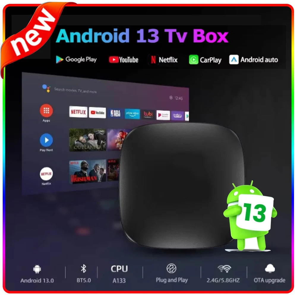 Android 13 CarPlay Smart Video Box Wireless CarPlay Android Car Adapter for Netflix YouTub