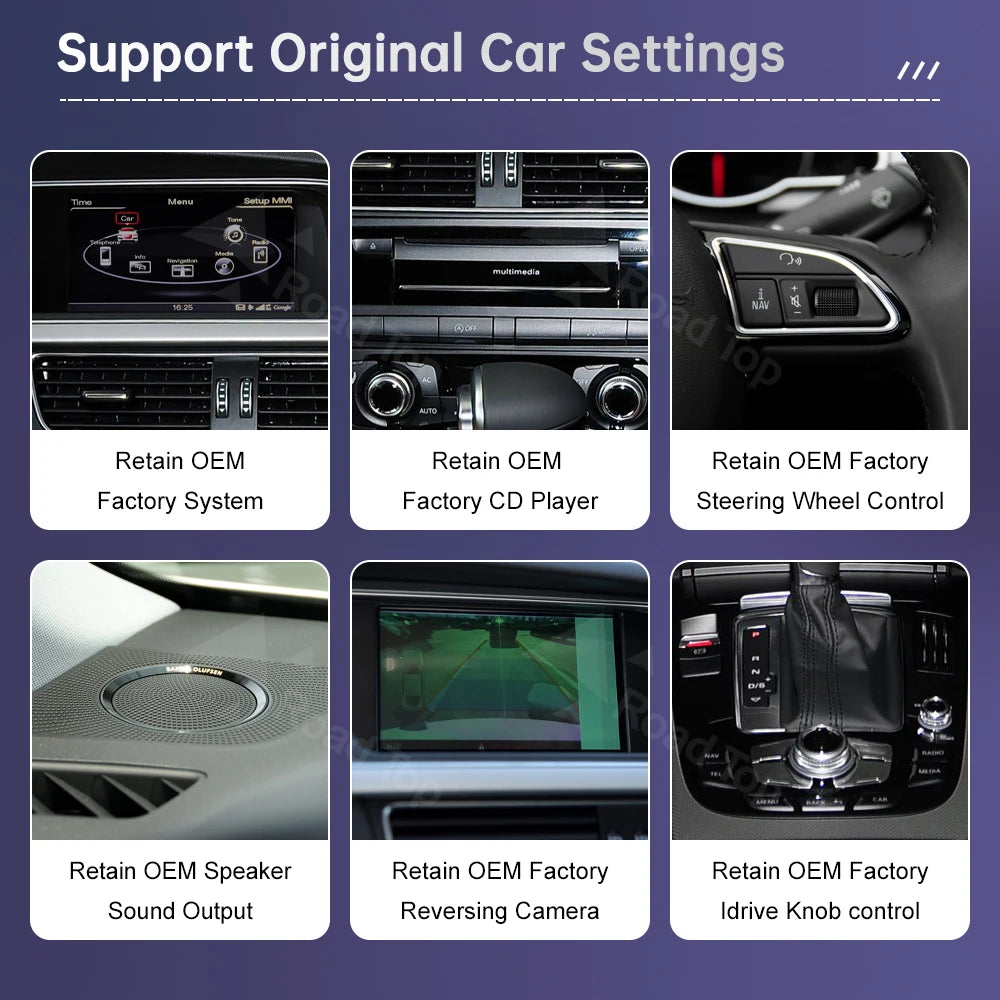 Road Top Radio Multimedia Linux Touch Screen For Audi A5 2008-2016 Wireless CarPlay Androi | AUTOKITSHOP