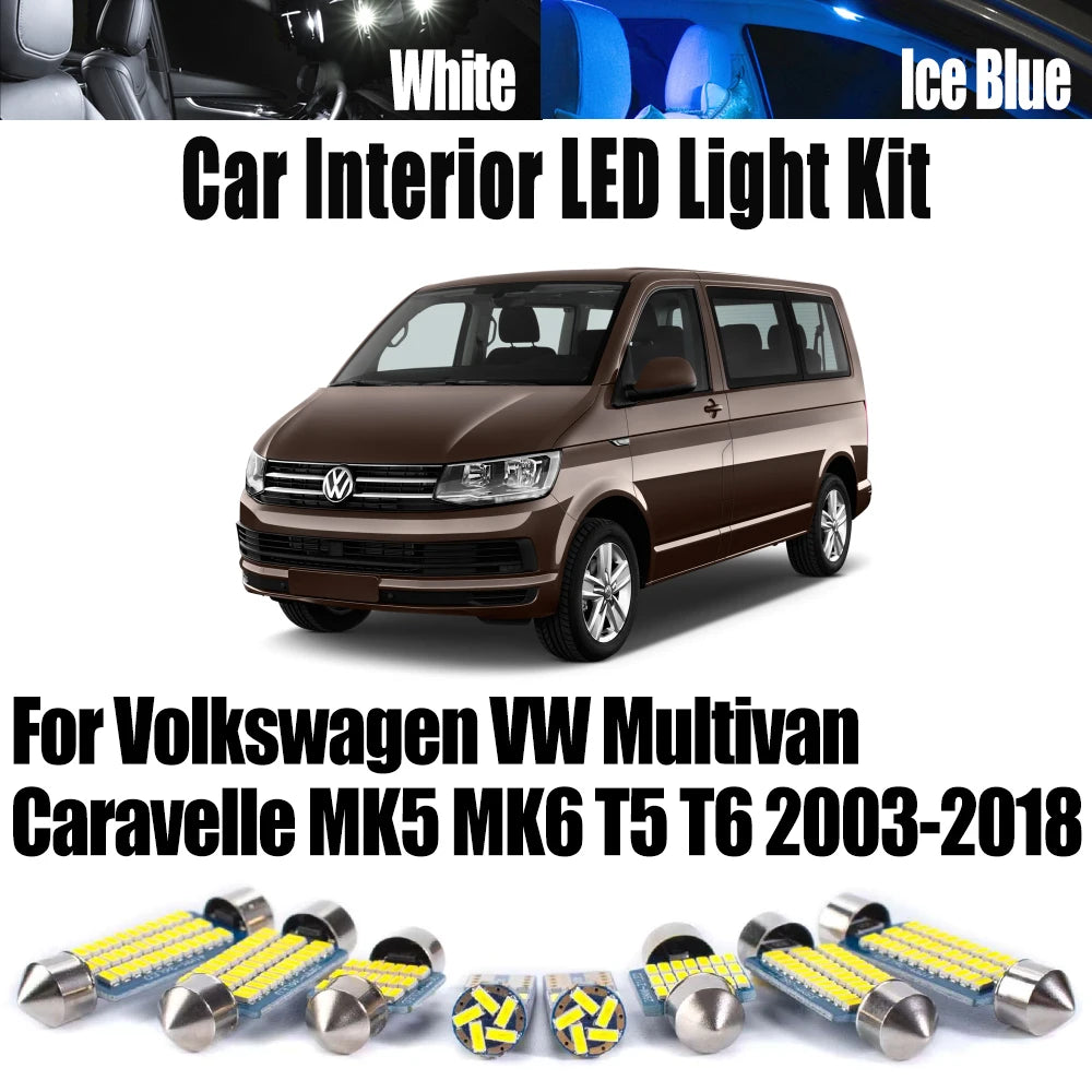 LED Interior Light Kit for Volkswagen VW Multivan Caravelle MK5 MK6 T5 T6 2003-2018 - Canbus Dome Map Door Trunk Bulb...