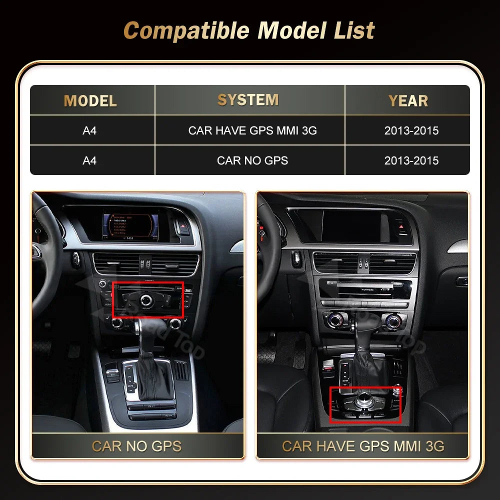 RoadTop CN 12.3 inch For Audi A4 2013-2015 Linux Screen Wireless CarPlay Multimedia Androi