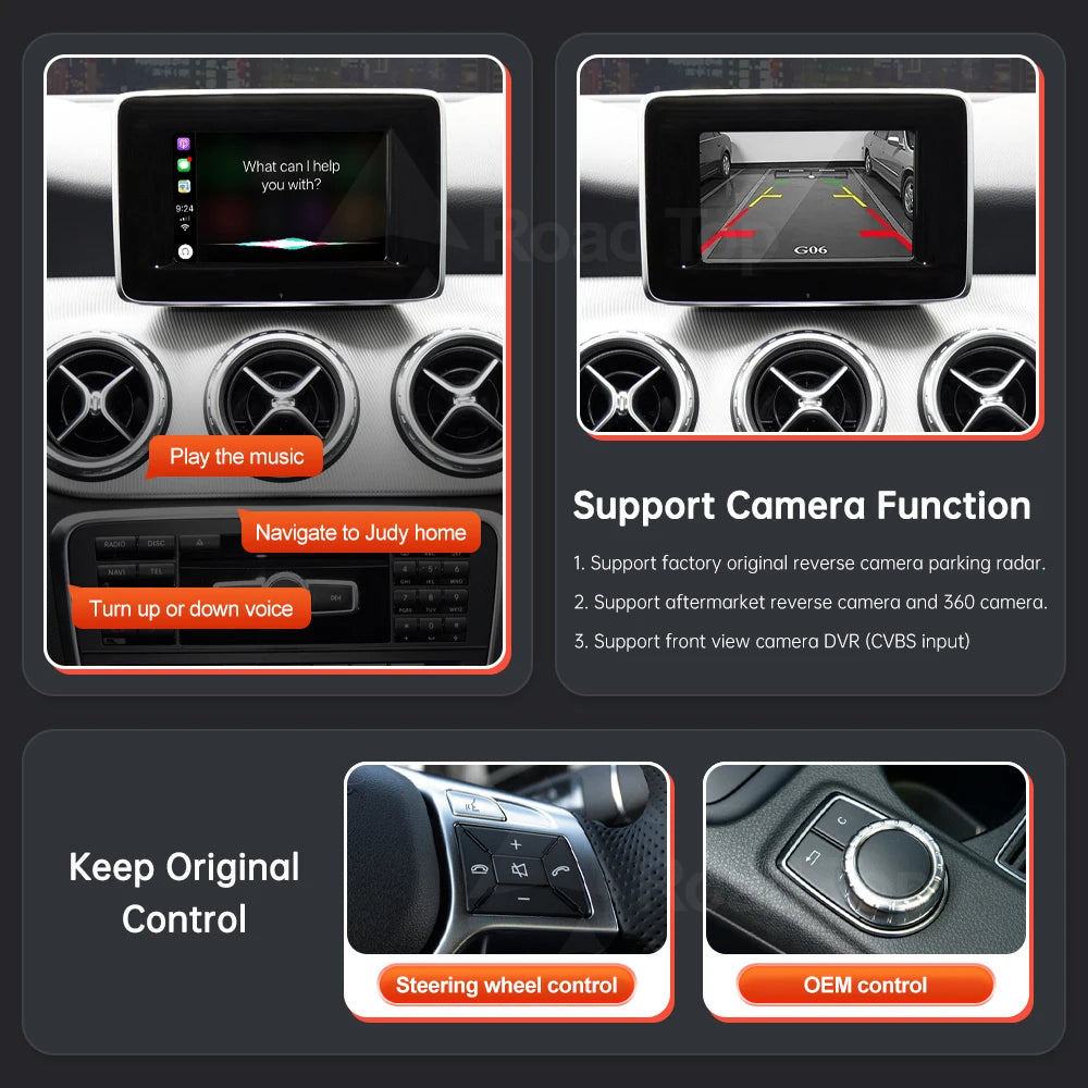 Road Top Wireless CarPlay For Mercedes Benz A B Class W176 W246 CLA GLA 2011-2015, with An | AUTOKITSHOP