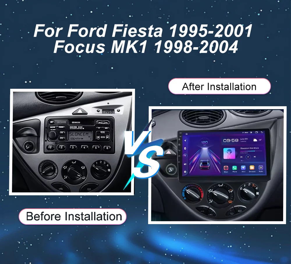 Wireless CarPlay Android 16 Car Radio For Ford Fiesta 1995-2001 Focus MK1 1998-2004 GPS DS