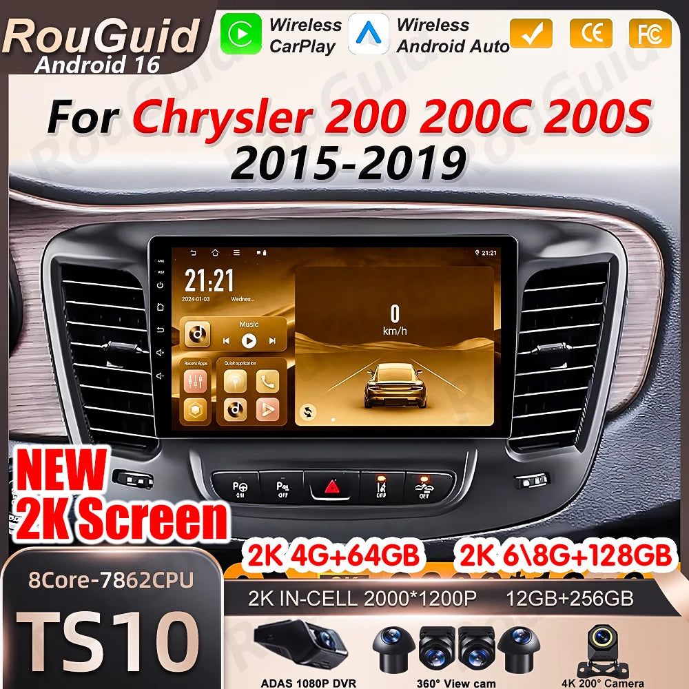 Android 16 Car Radio For Chrysler 200 200C 2015 2016 2017 2018 2019 GPS Navigation BT Head | AUTOKITSHOP