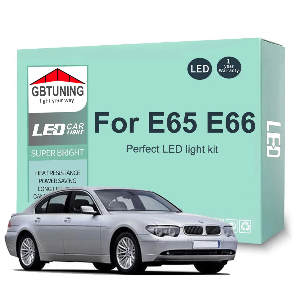 23-Piece LED Interior Light Kit for BMW 7 Series E65 E66 735 740 745 750 760 2002-2008 - Canbus Dome Map Door Trunk B...