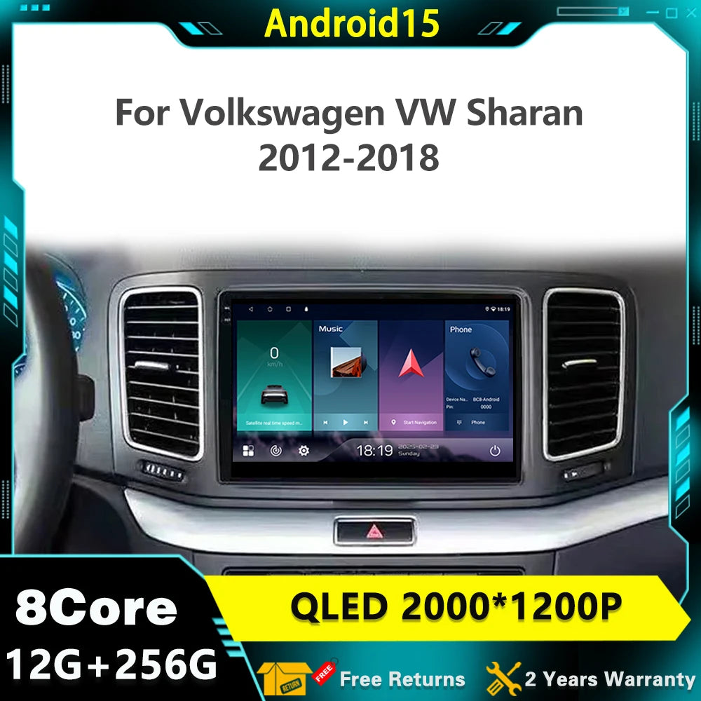 Android 15 For Volkswagen VW Sharan 2012-2018 Multimedia Car Radio Video Player Navigation