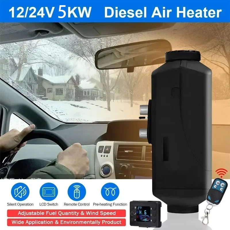Easy Install 5KW 12V 24V Car Diesel Air Parking Heater Low Noise Full Heater Kit for Truck RV Bu - Automotive LED Light