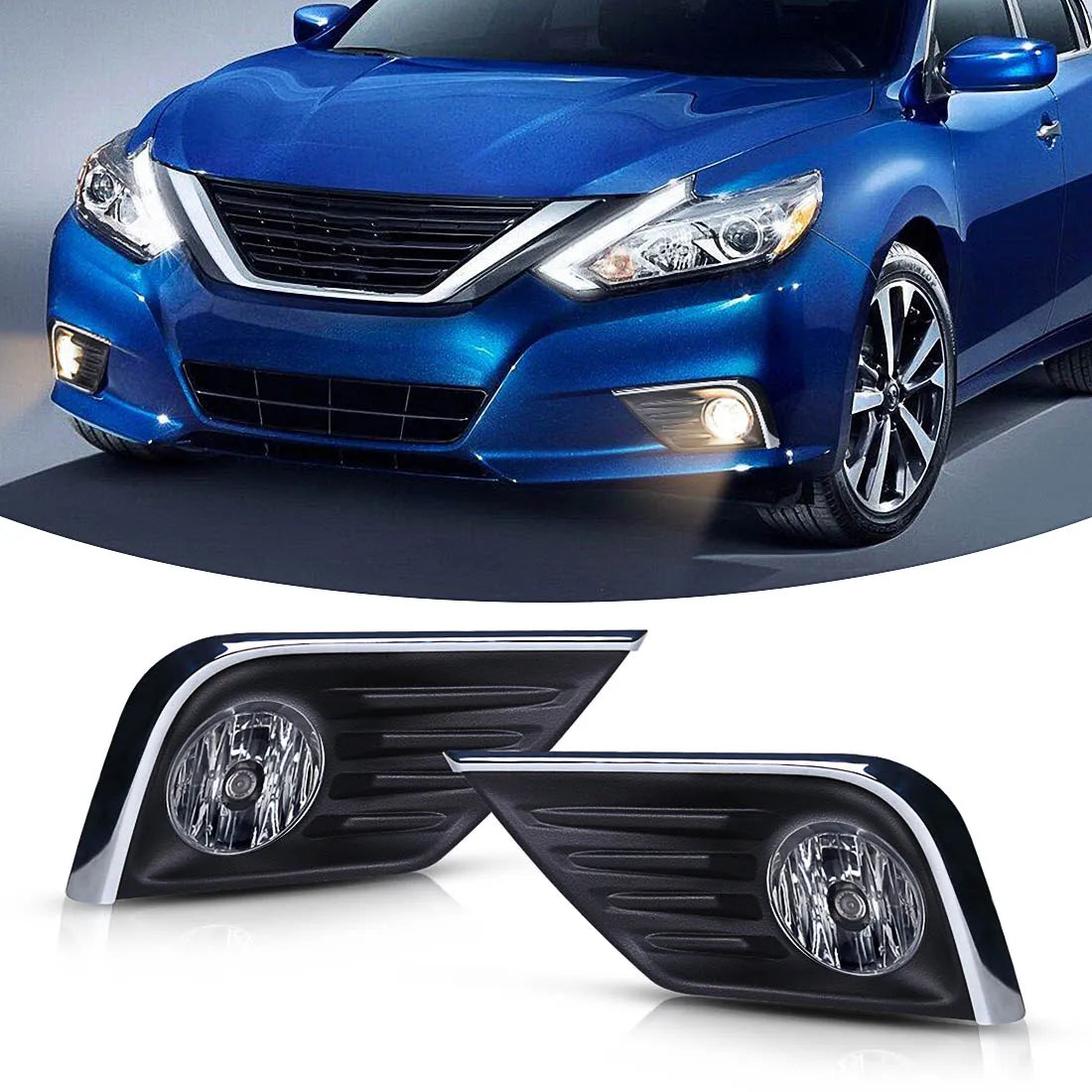Fog Light For Nissan Altima 2016 2017 2018 Fog Light Frame Fog Lights Cover Headlight Cove | AUTOKITSHOP