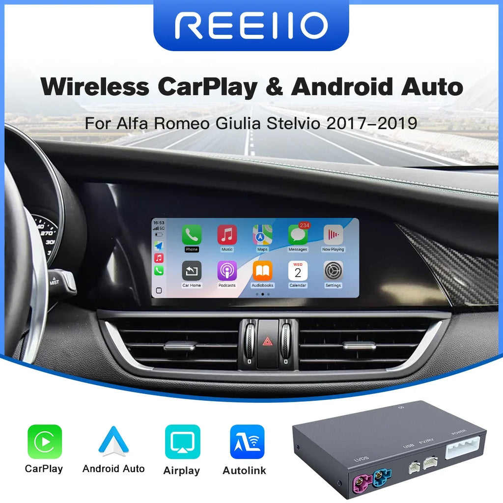 for Alfa Romeo Stelvio & Giulia 2017-2019 Wireless CarPlay Android Auto with Mirror Link A
