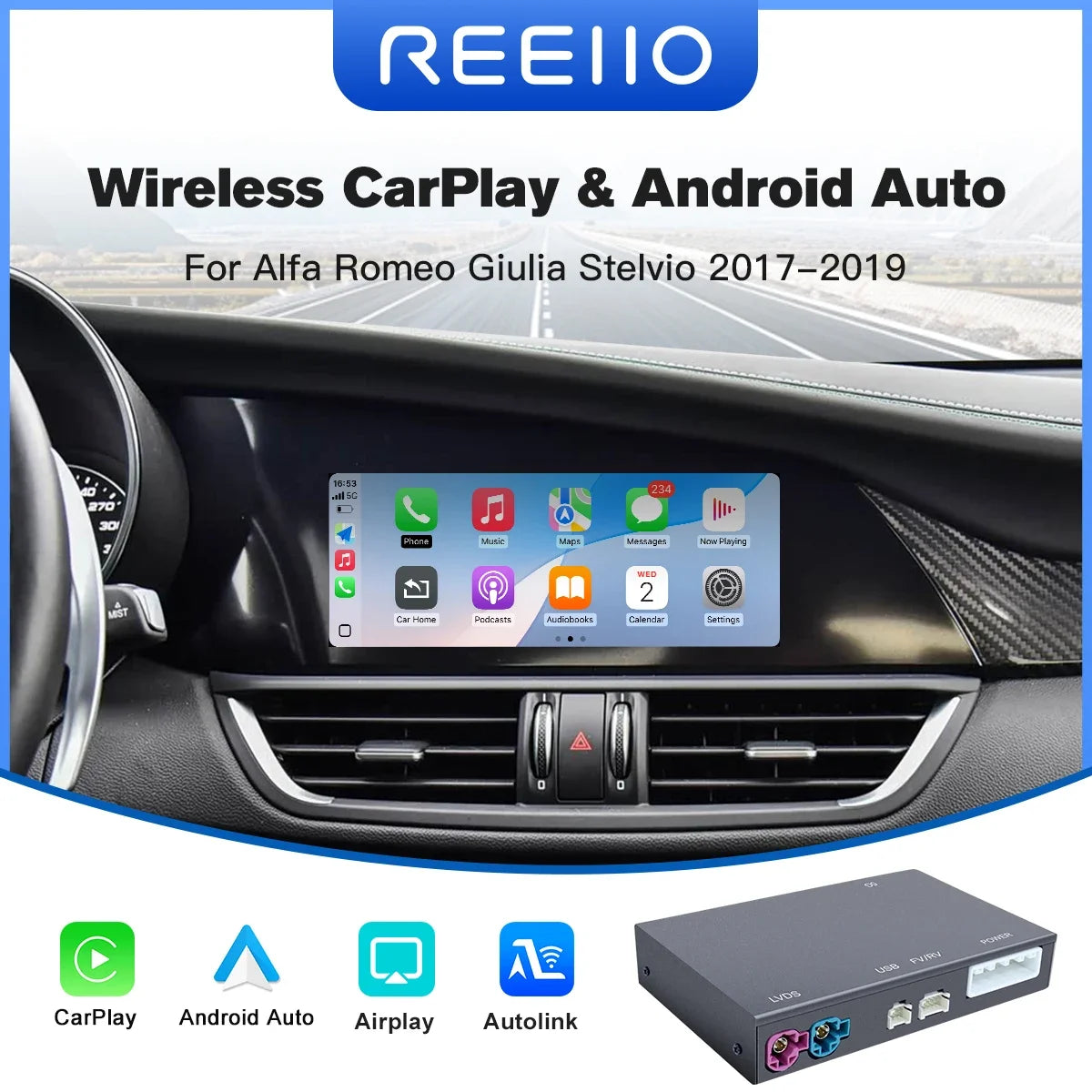 For Alfa Romeo Stelvio /Giulia 2017-2019 Wireless CarPlay Android Auto AirPlay Navigation